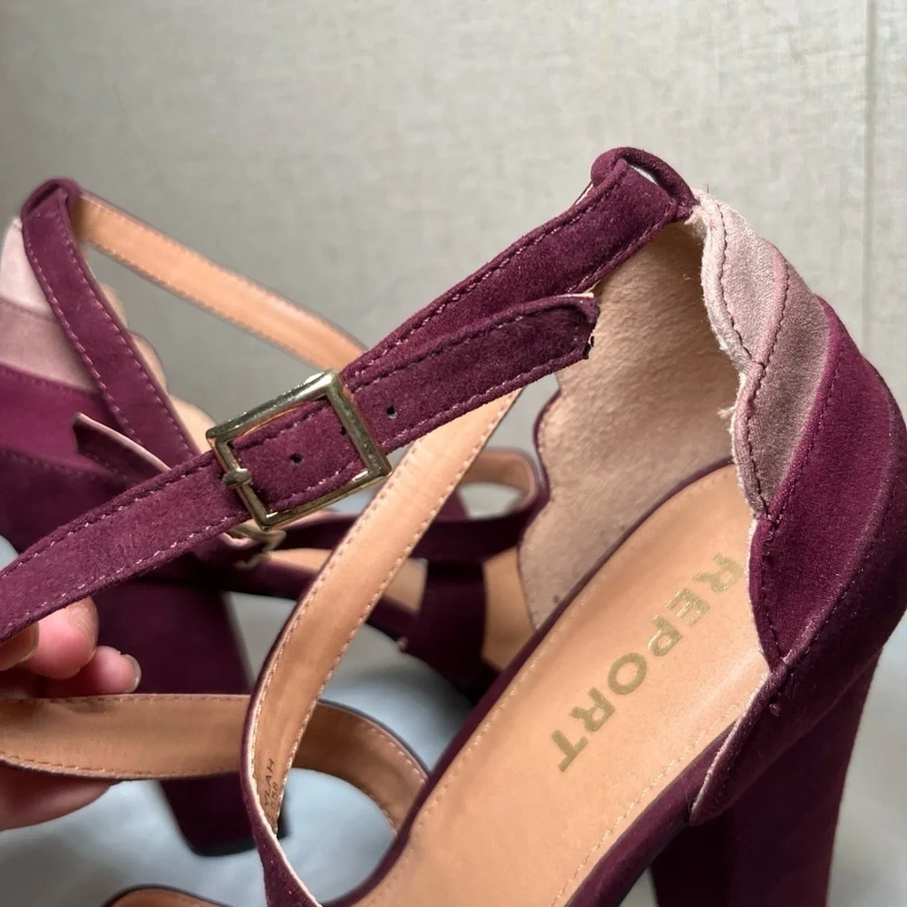 REPORT Elegant Purple Suede Heels with Ankle Strap Size 9